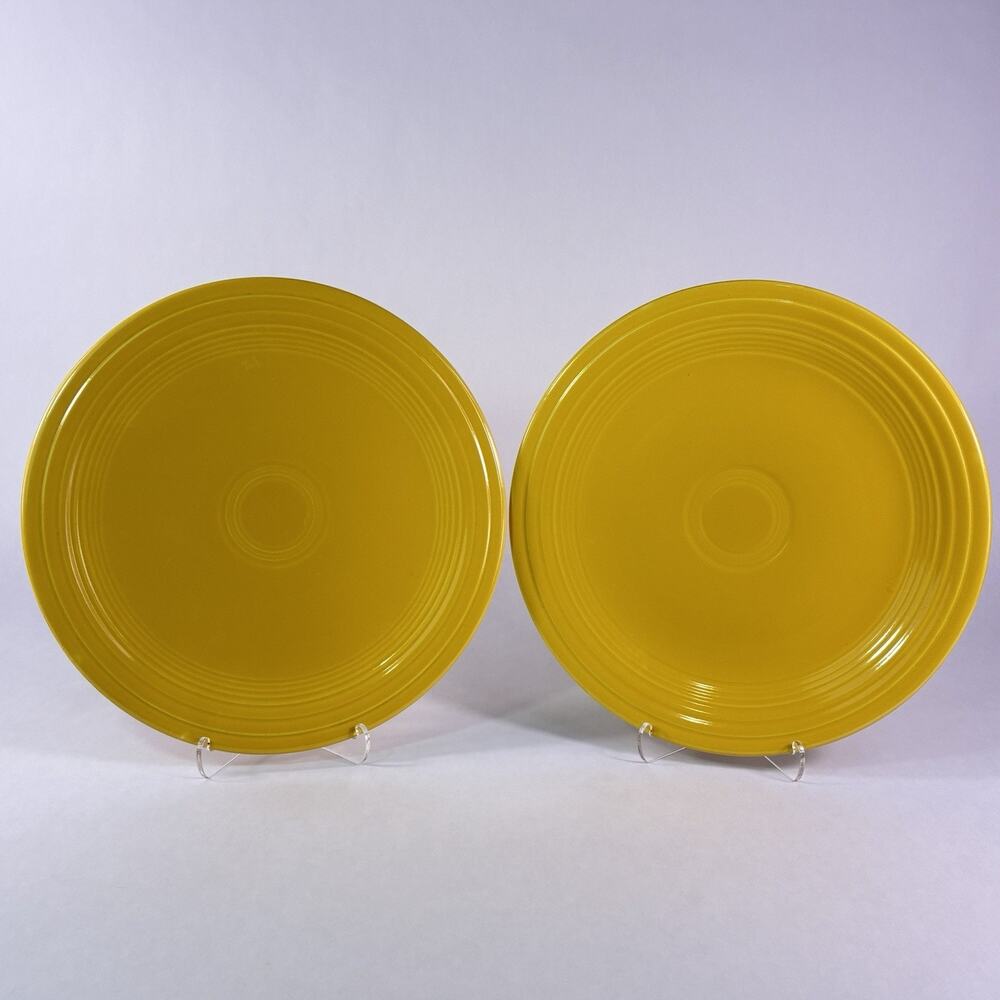 2 Vintage Fiestaware Genuine Fiesta HLC Original Yellow Dinner Plate 9 1/4"